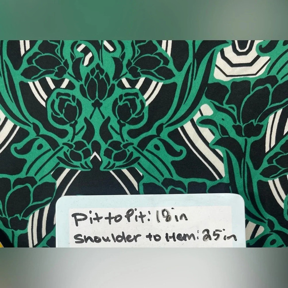 J. Crew Green Black Retro Floral Popover Blouse Top Women’s 2 Summer Business - Picture 14 of 15